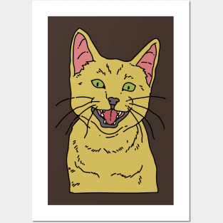 Yellow Smiling Cat Posters and Art